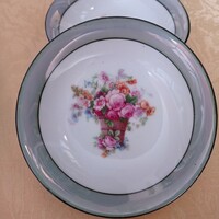 Compote bowl with 6 flower bouquets