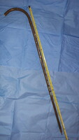 Old German hiking stick in good condition, walking stick with insignia, with a spike with a copper insert at the end, 96 cm according to the pictures