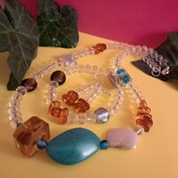Turquoise, amber and crystal set.