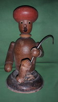 Antique wooden toy wooden figure with a Turkish basa pipe 16 cm according to the pictures