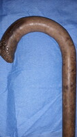 Nice condition carved head inlaid massive thick wooden walking stick with rubber on the end 83 cm as shown in the pictures