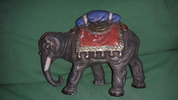 Antik kemény műanyag olasz CROMOPLASTO kézzel festett Indiai elefánt játék a képek szerint