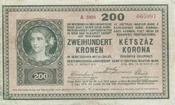 200 korona 1918 2000 feletti sorszám restaurált