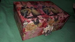 Old wooden gift box / jewelry holder repaired with creative decoupage technique 18 x 13 x 8 cm according to the pictures