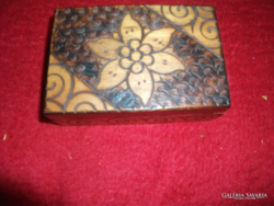 Old polish carved painted small wooden box