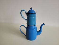 Old vintage blue enamel coffee maker Enamel half liter coffee maker