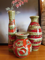 Retro ceramic vase family with an abstract pattern - 70s - two pieces