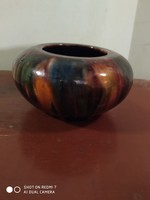 Painted-glazed ceramic pot, jr. Szabó - with a mark pressed into the mass.