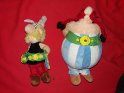 Pair of plush figures of French fairy-tale heroes Asterix and Obelix from an old cartoon manufacturer, sizes according to the pictures