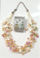 Necklace + earrings made of old mother-of-pearl shells