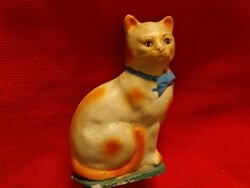 Antik cc. 1930 népi mázas kerámia persely ülő cica macska 15 x 11 cm képek szerint
