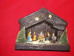 Retro smaller size plastic nativity scene under the Christmas tree can be 21 x 18 condition according to the pictures