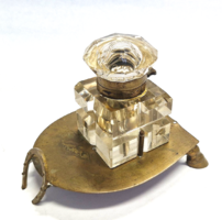 Szerencse patkó  íróasztalra , ólomüvegből, kalamáris