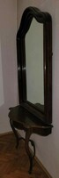 Antique, huge, 100-130 year old wooden framed mirror, plus a table! Original polished edge mirror!