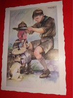 Antique old scout postcard reprint repro according to the pictures