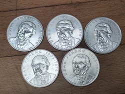 Silver 200 HUF coin with the image of Deák Ferenc - 5 pcs