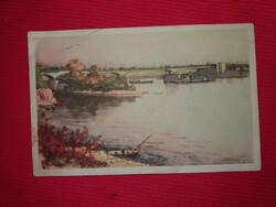 Antique postcard István Zádor: the Stalin bridge (Árpád - bridge) according to the pictures
