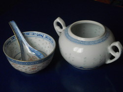 Kínai porcelán rizses reggeliző készlet