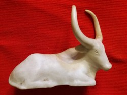 Antique Schaubach kunst porcelain Hungarian reclining gray cattle with long horns 13 x 10 cm according to pictures