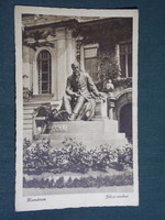 Postcard, postcard, mosquito net, Jókai Mór statue, memorial view, 1943