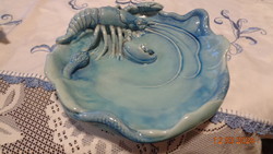 Zsolnay blue, large crab bowl, 30 cm the largest!