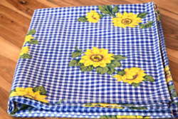 Old painted tablecloth cotton table cloth tablecloth cheerful sunflower flower large size for garden 182 x 143
