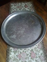 Round alpaca (?) tray - cafe tray