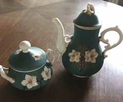 Antique damaged porcelain pouring and sugar holder, very beautiful color and painting, can also be used for creative purposes