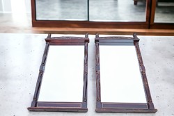 Old large wooden framed mirror