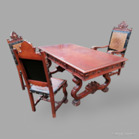 Spanish-style desk with accompanying chairs