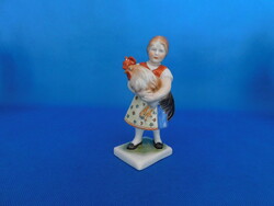 Herend antique little girl with a rooster