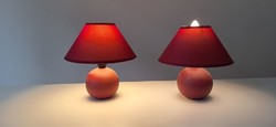 2 burgundy table-night lamps.