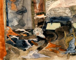 Geschwitz grófnő halála 1918 Charles Demuth akvarell festmény reprodukciója, nyomat