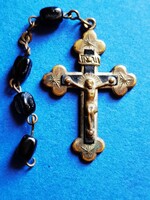Antique rosary fragment with ebony inlaid cross