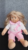 Rose soft textile toy doll, marked, numbered, 33 cm, rubber head, thick long combable hair