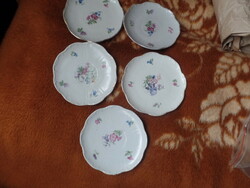 5 Zsolnay small plates with flower patterns
