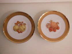 Plate - 2 pieces - bavaria - 18 cm - gold-plated - not worn - a little chipping on the edges