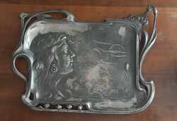 Art Nouveau pewter tray