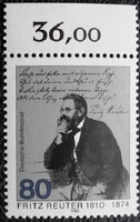 N1263sz / Németország 1985 Fritz Reuter bélyeg postatiszta ívszéli összegzőszámos