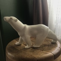 White glazed art deco terracotta polar bear statue by imre old hussar