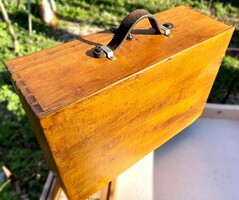 Two old wooden suitcases, vintage wooden suitcase, travel bag, wooden storage chest