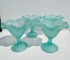 Turquoise blue/green glass ice cream cups 4 pcs