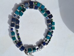 Necklace with lapis lazuli and chrysocolla stones
