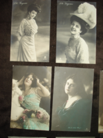4 db régi fotólap, hölgyek, színésznők, divat, kalap 1909.