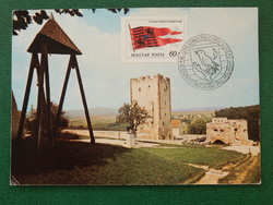 Nagyvázsony, Kinizsi Castle - postcard with occasional stamps and stamps, 550-year-old year of King Matthias.