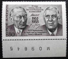 N1351sz / Németország 1988 Német-francia szerződés bélyeg postatiszta ívszéli azonosítószámos