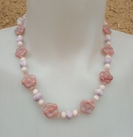 Fashion necklace - pastel flower with pearls