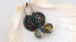 Rainbow lamp pearl earrings, glass jewelry