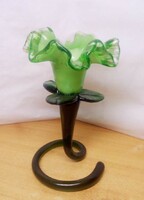 Flower-shaped Murano twist. Stemmed vase from Italy