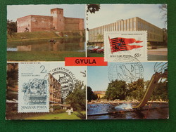 Postcard - Gyula, with occasional stamps and stamps, 550-year-old King Matthias year.